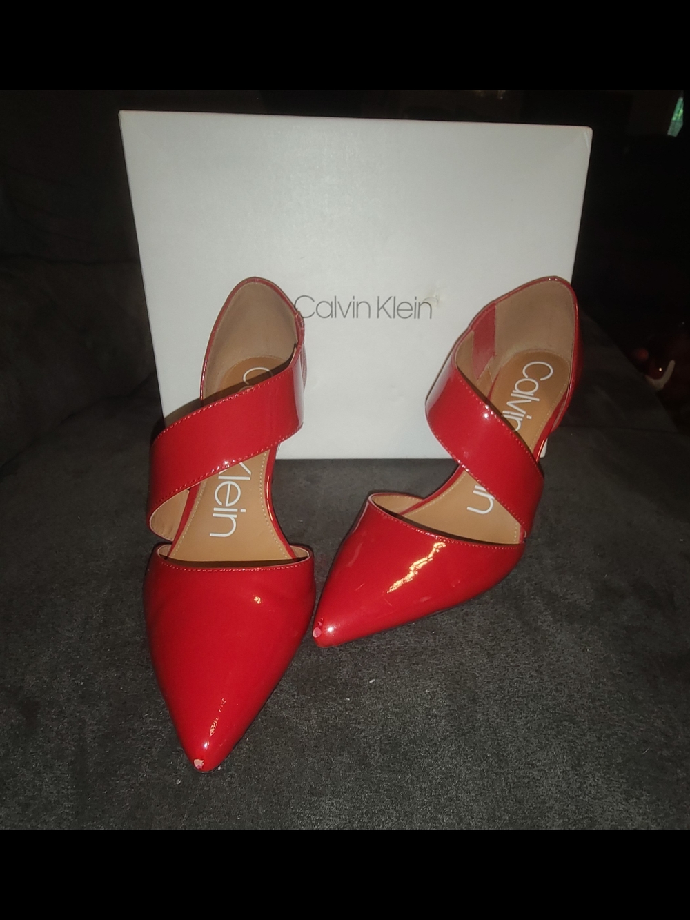 Calvin Klein Women’s Red Gella Pointed-Toe Heels